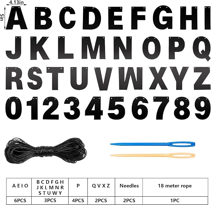 DIY Banner Kit with Letters Bright Black Customizable Birthday Banners - Image 3
