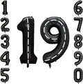 Black and White Stripes Number 19 Balloon 40 Inch, Foil Track Digit | Fast by Unknown
