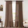 Caramel Brown Linen Curtains for Living Room 92 Inches Long Back Tab Light by Nanspring