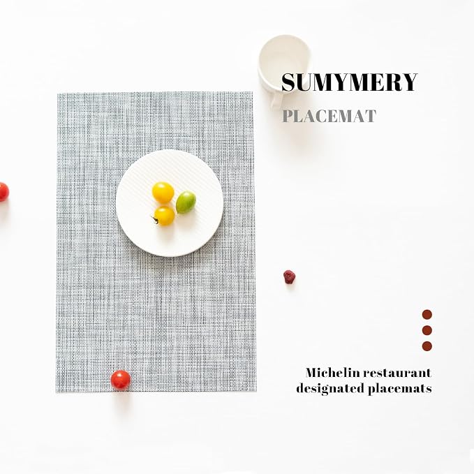 Placemats Set of 8 Vinyl/Plastic Woven Place Mats - Image 5