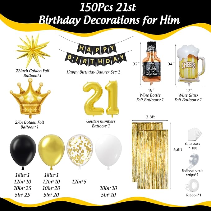 21st Birthday Decorations for Him 150pcs - Image 2