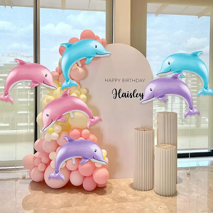 6 Pcs Dolphin Balloon 46 Inches Inflatable Dolphin Party Decorations Ocean - Image 3