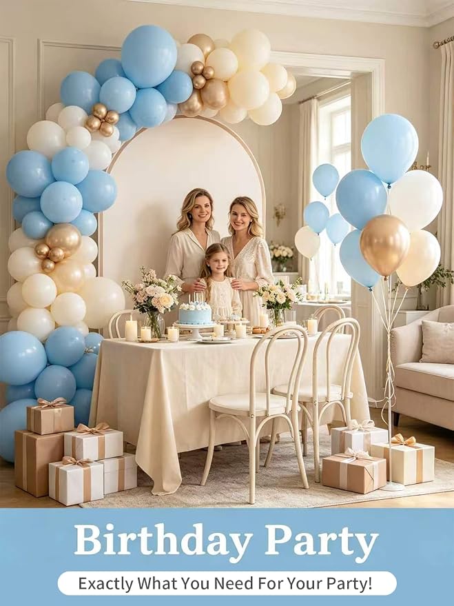 Light Blue Balloons 125 Pcs Different Sizes 18 12 10 5 Inch Pastel Baby Sky - Image 9