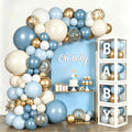 Dusty Blue Gold Balloon Arch Kit, Baby Boxes, Baby Shower Decorations Boy | by Kalyerparty