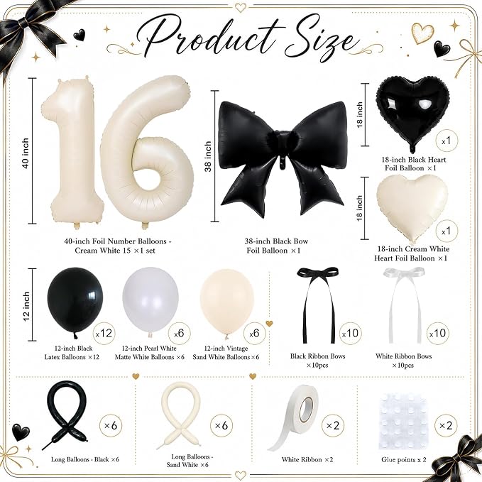 Cream 16 Number Balloon, 16th Birthday Decorations - Image 3