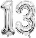 Silver 13 Number Balloons, 40 Inch Giant Number 13 Balloons Foil Mylar Helium by Lovoir