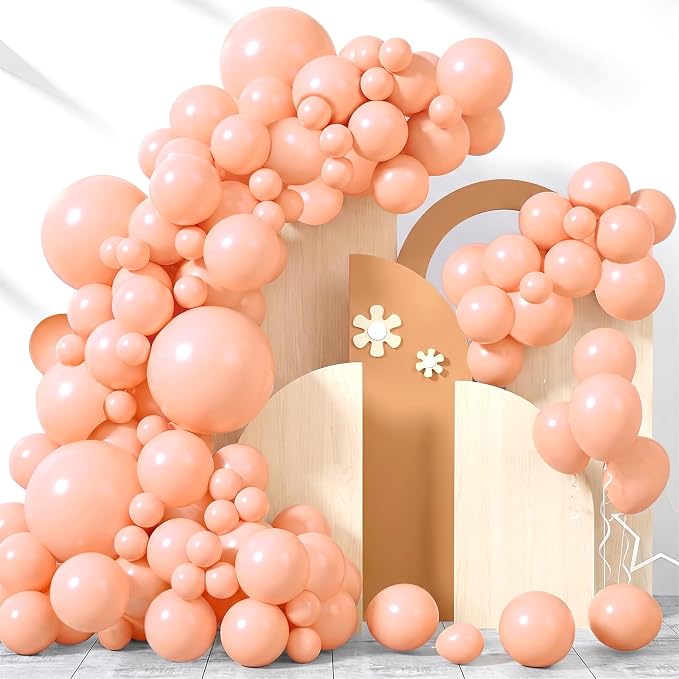 200 Pieces Pastel Orange Peach Balloons Garland Arch Kit Light Orange Balloons by BHUCUTU