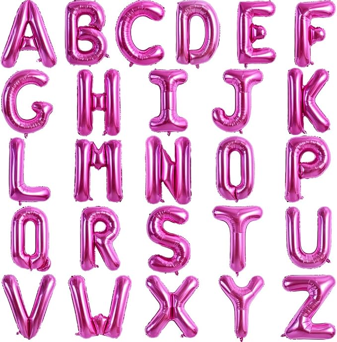 TONIFUL Rose Red Letter Balloons 2 Set 16 Inch A-Z Custom Alphabet Banner | 52 by TONIFUL