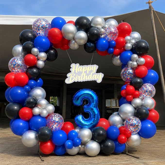 Red Blue Silver Balloons - Image 5