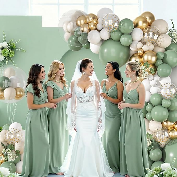 152Pcs Sage Green White Gold Balloons Arch Garland Kit | Different Sizes 18 12 - Image 3