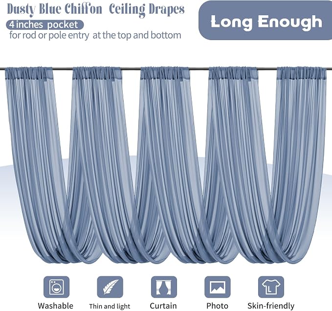 6 Panel Dusty Blue Wedding Drapes - Image 3