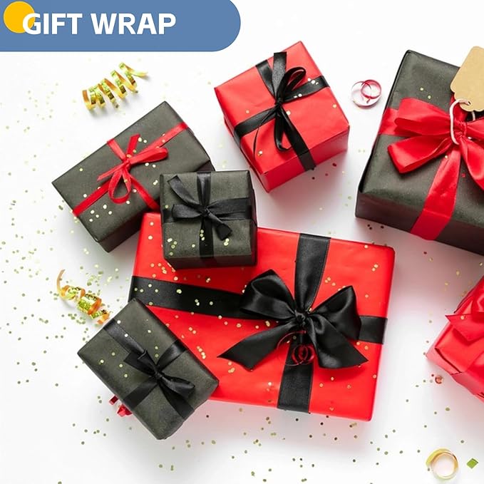Black Wrapping Paper 15"x390", Wrapping Paper Kraft Paper Roll for Poster Bulletin Board, Art Paper, Poster Easel Drawing Decorative Paper Roll for Birthday, Father’s Day, Birthday, Bouquet Flower