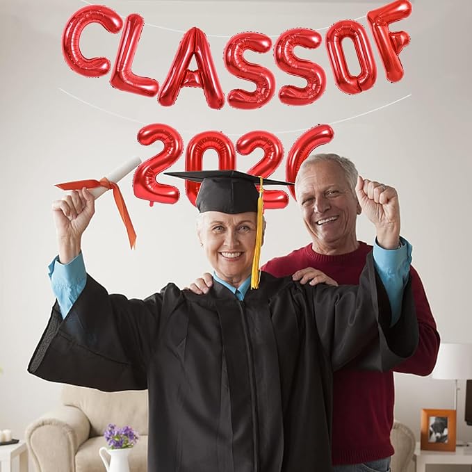 TONIFUL Red Class of 2026 Graduation Balloon Banners Foil Balloons Decorations - Image 6