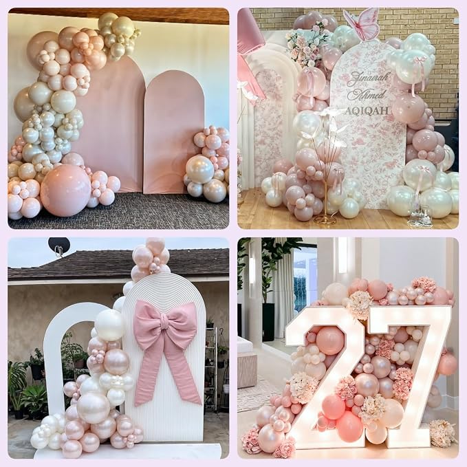 Dusty Pink Balloons, 12 Inch Double Stuffed Blush Pale Light Pink and Pearl - Image 9