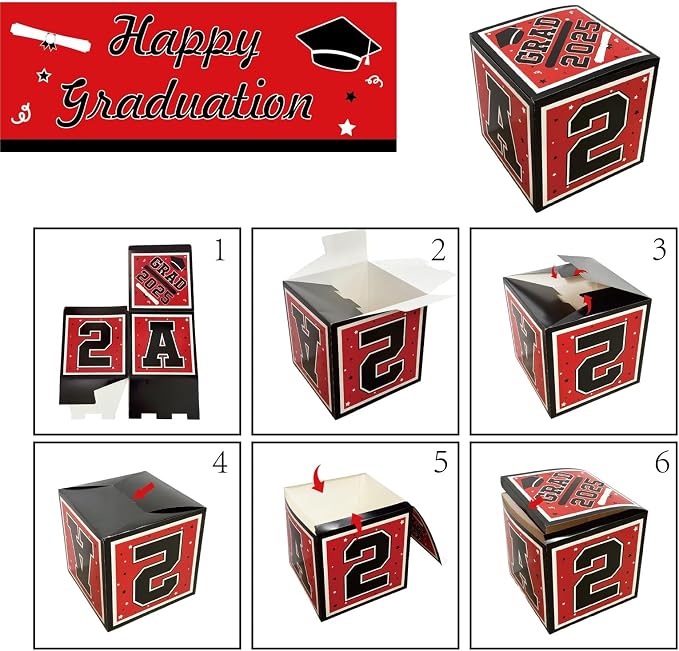 Graduation Decorations 2026 Black Red and White Balloon Boxes, Class of 2026 - Image 5