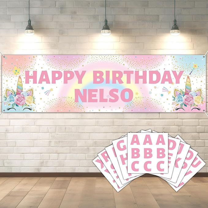 Lonfliness Personalized Birthday Banner Happy Birthday Party Decor Custom DIY by Lonfliness