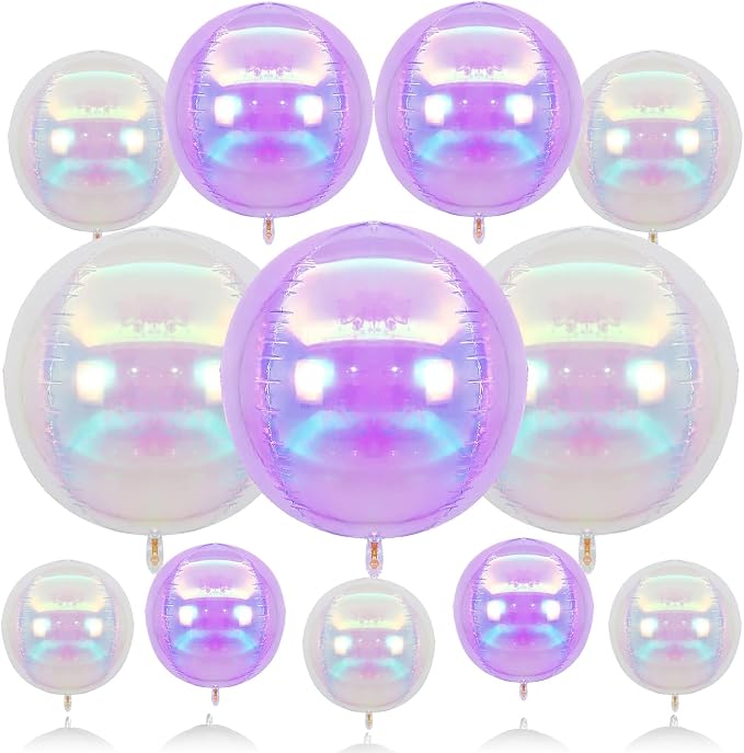 Biapian 12 Pcs Iridescent Round Foil Balloons, Different Size Holographic by BIAPIAN
