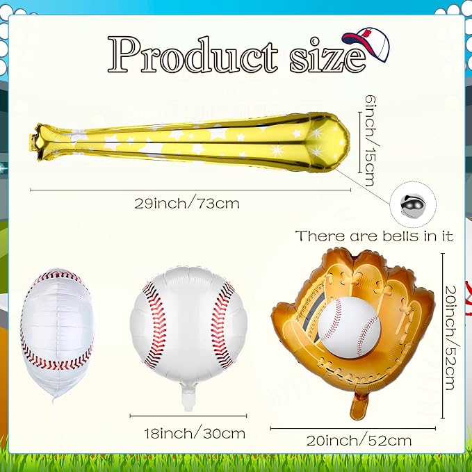 Skylety 18 Pieces 18 Inch Baseball Balloons Baseball Foil Balloons 20 Inch - Image 2