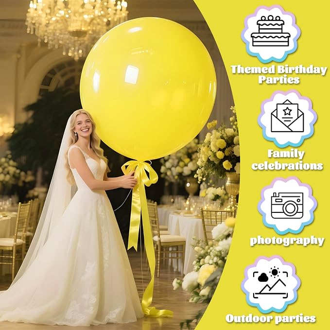 Yellow Giant Balloons 36 Inch - Image 3