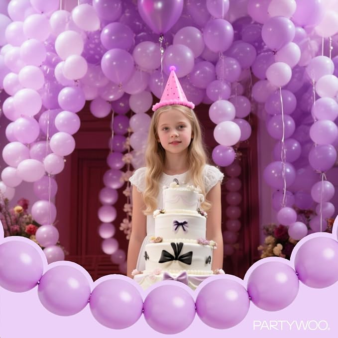 PartyWoo Lavender Linking Balloons 100pcs 6 Inch Purple Link Balloons | - Image 2