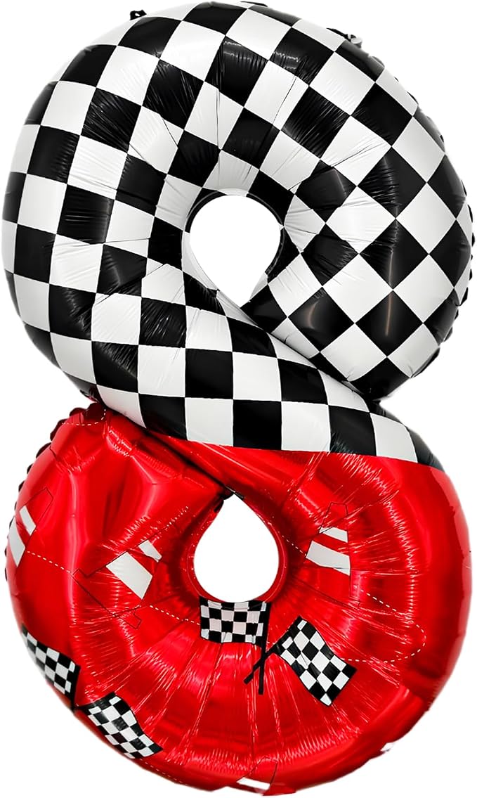 1 pack racing theme 40-inch digital foil balloon, featuring black and white by laackys
