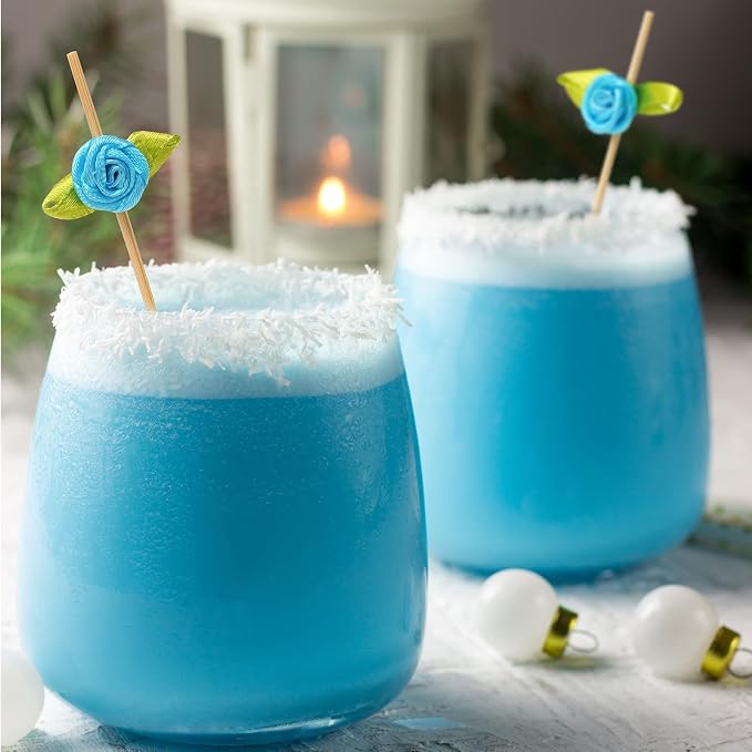 Minisland Blue Rose Flower Cocktail Picks, 4.7 Inch Long Bamboo Fancy Toothpicks - Image 4