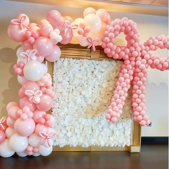 Pink and White Balloon Arch Kit, Baby Pink Clear Long Balloons - Image 5