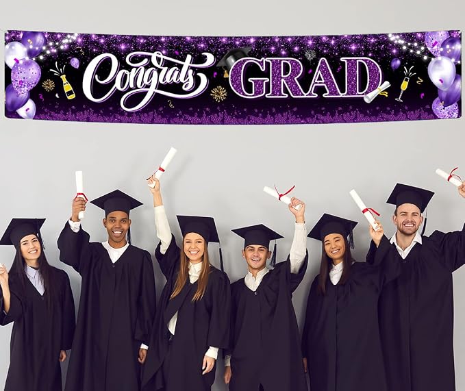 2026 Graduation Decorations-Congrats Grad Purple Yard Sign Banner Decoration - Image 5