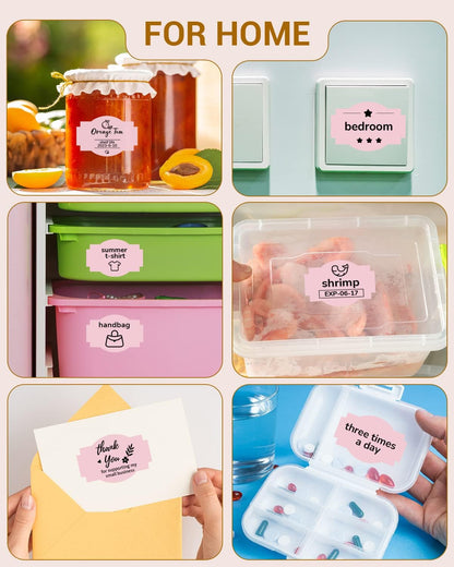 Phomemo Pink Thermal Labels for Shipping Label Printer for Small Business Supplies - 3" x 2" Commercial Grade Round Stickers Roll for Custom Stickers Personalized & Business - 500 Pink Labels/Roll