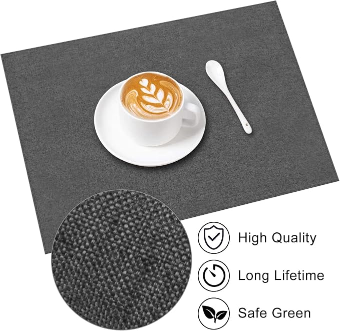 Cloth Placemats Set of 6, Cotton Linen Blend Machine Washable Durable Linen - Image 6