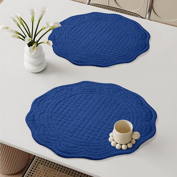 6 PC Quilted Placemats, 100% Cotton Fabric Washable Cloth Table Mats - Image 7