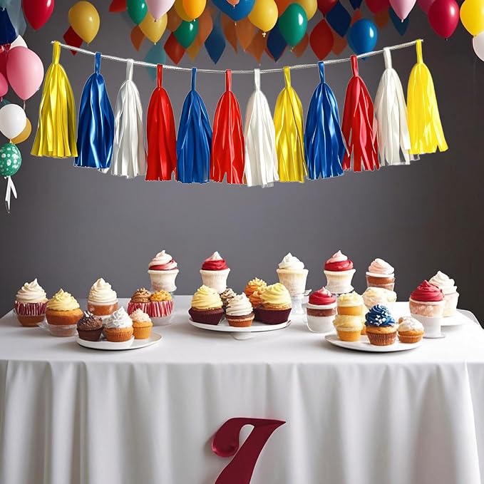 Tissue Paper Tassel Garland Banner, 20 Pack, Party Decorations - Image 3