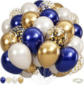 Navy Blue and Gold Balloons, Fathers Day Balloons 50pcs Navy Blue Double by Togvu