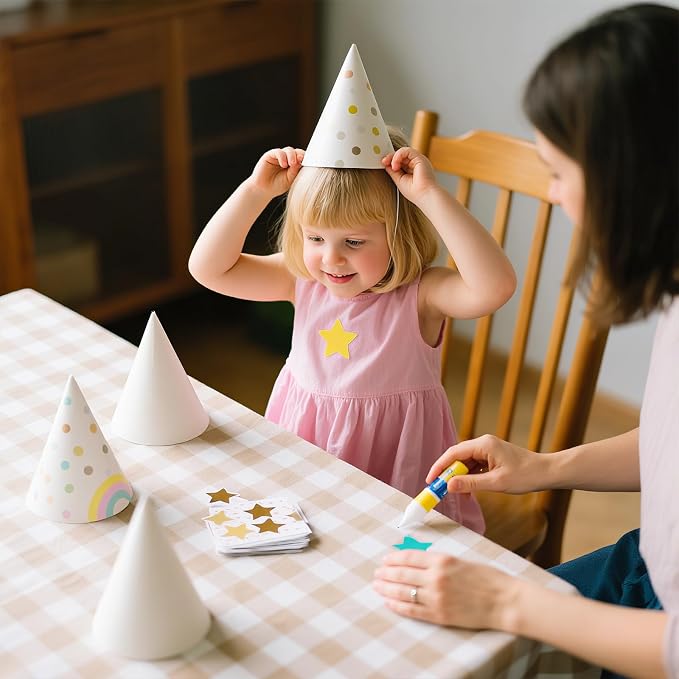 WEOXPR White Paper Party Hats for Birthday, Decorative Bulk Cone Hat for Adults - Image 4