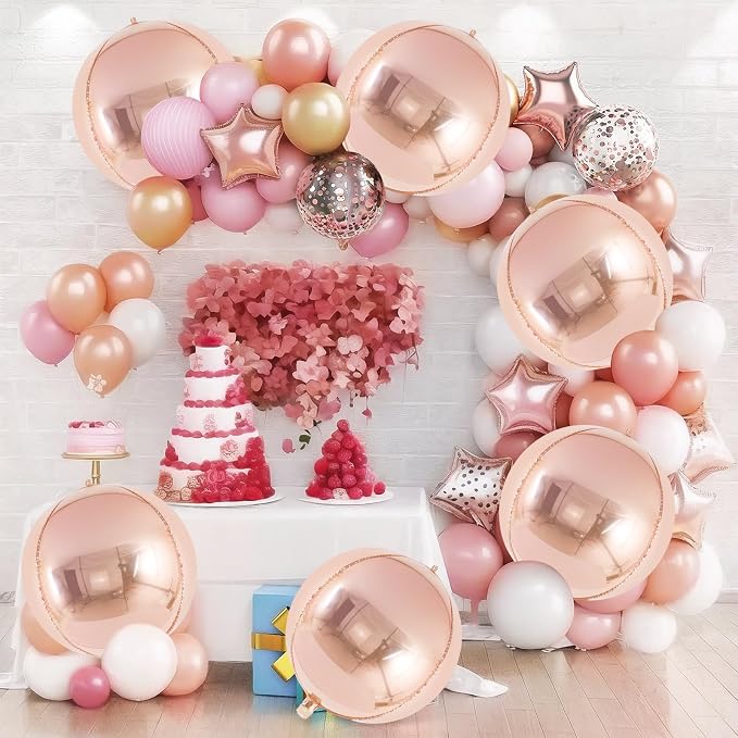 Metallic Champagne Balloons, 22 Inch Large Sphere Round Balloons - Image 3