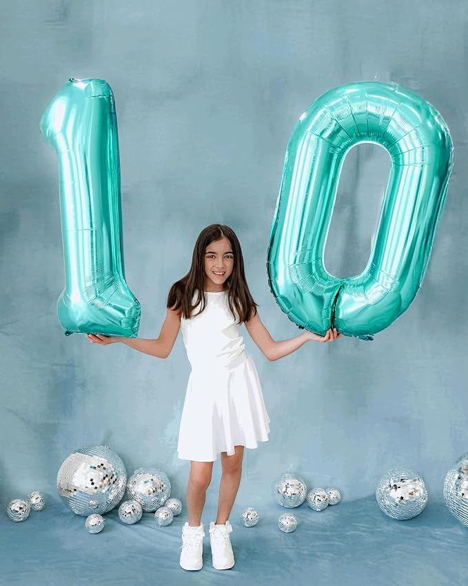 1 Balloon - Teal Birthday Number Balloons, 40 Inch Decorations Men Women | Teal - Image 4