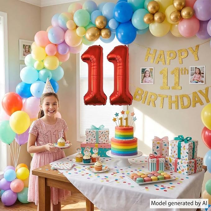Red Number 11 Balloon 40 Inch, Foil Numeral - Image 2
