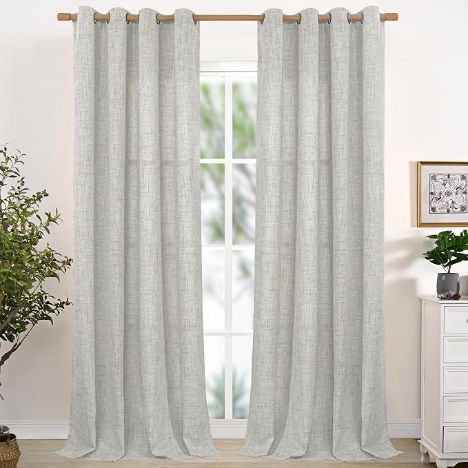 YoungsTex Extra Long Linen Curtains 102 Inch Length by YoungsTex