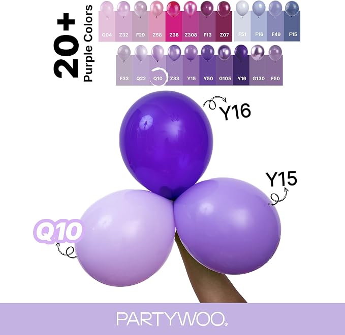 PartyWoo Lavender Balloons 127pcs Light Pastel Purple Lilac Different Sizes | - Image 4