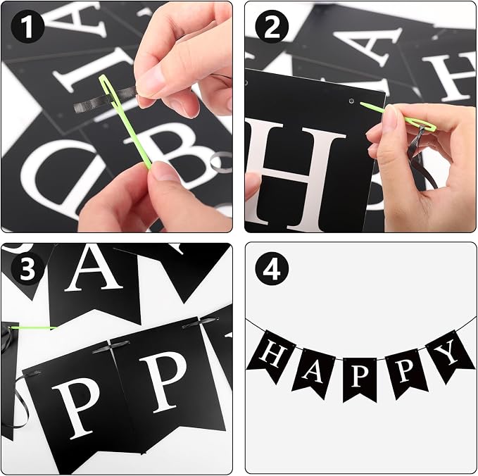 Hooqict Black Happy Birthday Banner Sign - Image 8