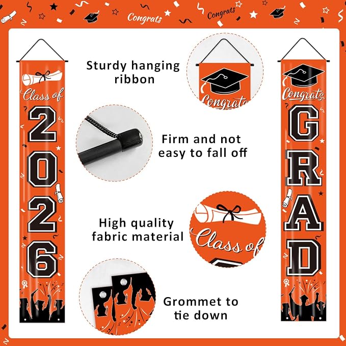 Graduation Decorations 2026, Graduation Banner Class of 2026, Congrats Grad - Image 2