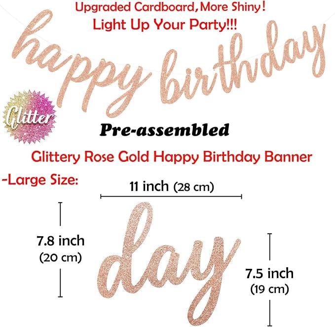 Pink Rose Gold Happy Birthday Decorations - Image 2