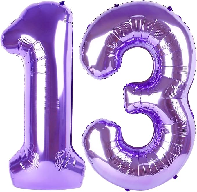 Purple Number 13 Balloon 40 Inch, 13th Birthday Decorations Men Women | Foil by IWERP