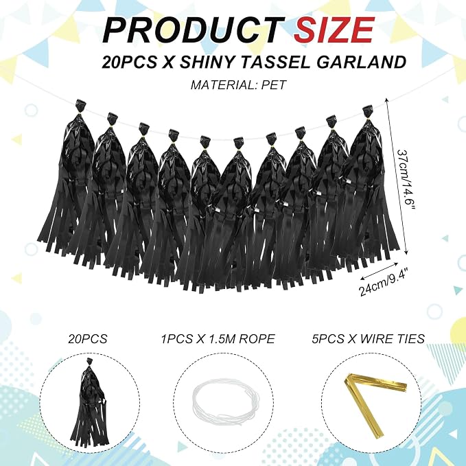 MECCANIXITY 20Pcs Shiny Tassel Garland Banner Tissue Paper - Image 2