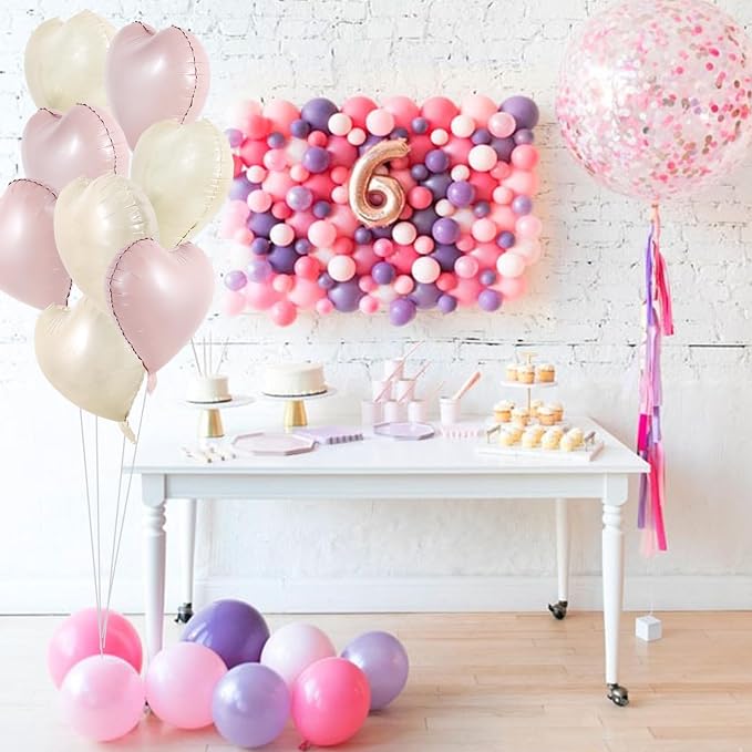 TONIFUL 30 Pcs 18 Inch Cream White Pastel Pink Heart Shape Foil Balloons | - Image 4