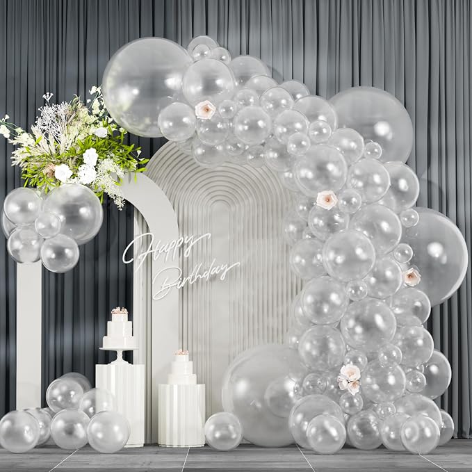 104PCS Clear Balloon Garland Arch Kit, Different Size 18 12 10 5 Inch | by OWPFJG