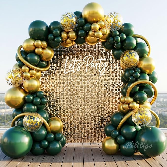 Green and Gold Balloon Arch Kit by Palitigo