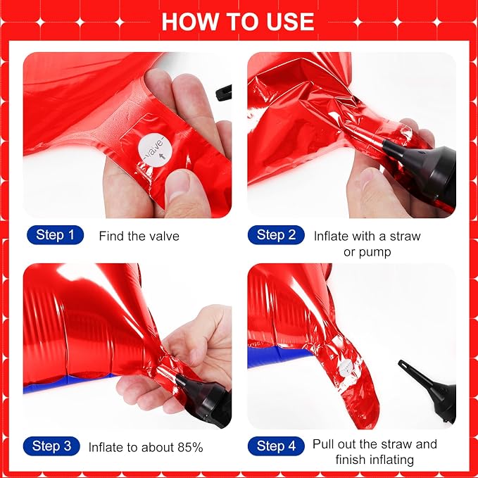 Red and Blue Square Foil Balloons 25 Pcs Metallic Red and Blue Balloons Wall - Image 2