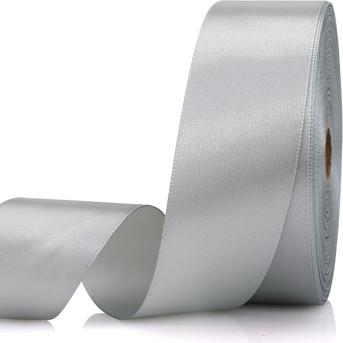 1-1/2 Inch 60 Yards Silver Solid Satin Ribbon by Unknown