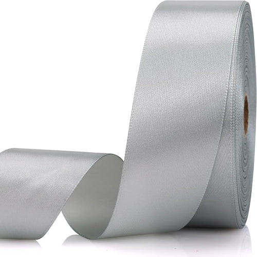 1-1/2 Inch 60 Yards Silver Solid Satin Ribbon by Unknown